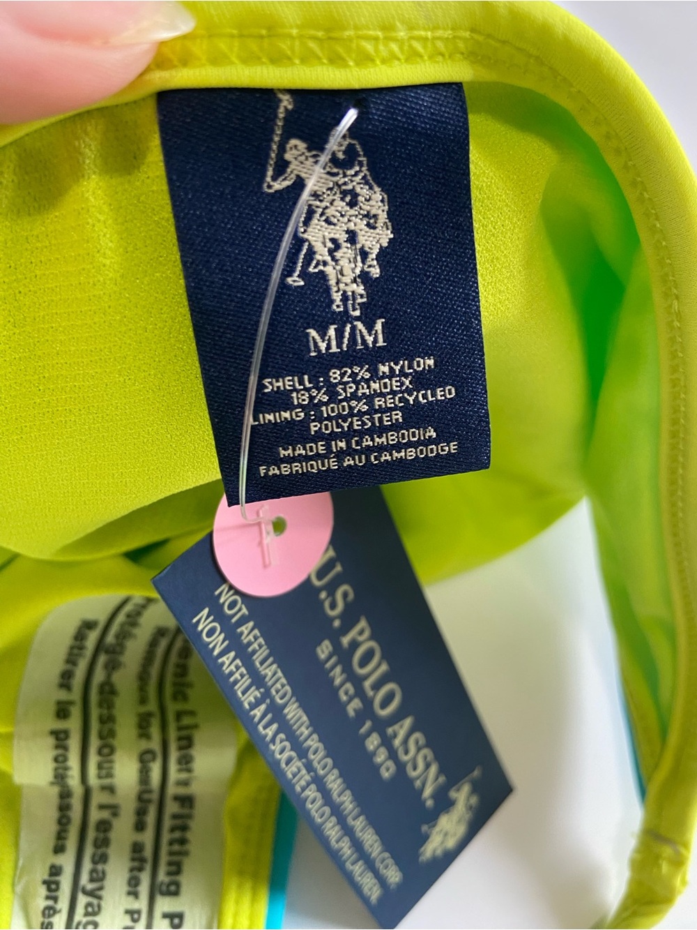 U.S. Polo Assn. Neon turquoise and Yellow trim Swim bottoms FREE